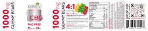 CBD : CBG 1000mg Gummy Bears label - Phytorite